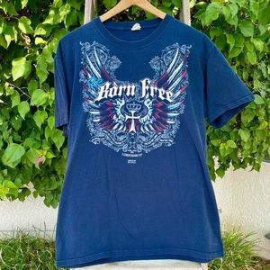 JerZees Re-Born Free Blue Christian Cotton Tee